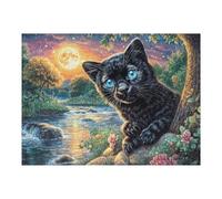 Rose Chat Noir 500 Pièces Puzzle Amateur d'art en Carton Anti Déchirure Haute Qualité Créatures célestes splendides Difficile Niveau Expert Décoration Murale Idée Cadeau Anniversaire 500 PCS