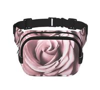 Rose Close Up Sac banane carré double couche avec impression intégrale, tissu sergé durable, sac banane multi-poches pour sports de plein air voyage