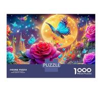 Rose Coffret Puzzle 1000 Pièces Papier Écologique pour Seniors Anti-Stress, 52x38cm/1000pcs
