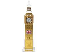Rose Collections Souvenir Big Ben London à changement de couleur - 18 cm - Réplique de la tour de l'horloge miniature lumineuse dorée avec Union Jack - Ornement LED sur base en cristal - Cadeau de