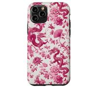 Rose Color Dragon French Toile De Jouy Preppy Floral Trendy Coque pour iPhone 11 Pro