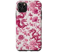 Rose Color Dragon French Toile De Jouy Preppy Floral Trendy Coque pour iPhone 11 Pro Max