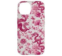 Rose Color Dragon French Toile De Jouy Preppy Floral Trendy Coque pour iPhone 14