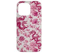 Rose Color Dragon French Toile De Jouy Preppy Floral Trendy Coque pour iPhone 14 Pro Max