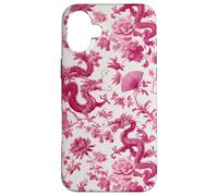 Rose Color Dragon French Toile De Jouy Preppy Floral Trendy Coque pour iPhone 16 Plus