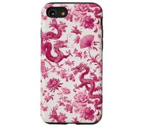 Rose Color Dragon French Toile De Jouy Preppy Floral Trendy Coque pour iPhone SE (2020) / 7/8