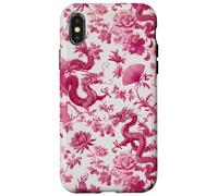 Rose Color Dragon French Toile De Jouy Preppy Floral Trendy Coque pour iPhone X/XS