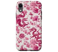 Rose Color Dragon French Toile De Jouy Preppy Floral Trendy Coque pour iPhone XR