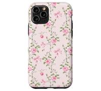 Rose Cottagecore Roses et nœuds sur rayures vintage Coque pour iPhone 11 Pro