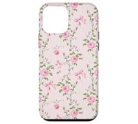 Rose Cottagecore Roses et nœuds sur rayures vintage Coque pour iPhone 12 mini