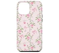 Rose Cottagecore Roses et nœuds sur rayures vintage Coque pour iPhone 12 Pro Max
