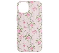Rose Cottagecore Roses et nœuds sur rayures vintage Coque pour iPhone 14 Plus
