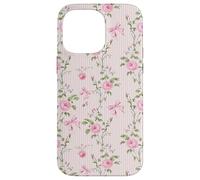 Rose Cottagecore Roses et nœuds sur rayures vintage Coque pour iPhone 14 Pro Max