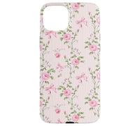 Rose Cottagecore Roses et nœuds sur rayures vintage Coque pour iPhone 15 Plus