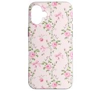 Rose Cottagecore Roses et nœuds sur rayures vintage Coque pour iPhone 16 Plus