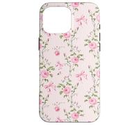 Rose Cottagecore Roses et nœuds sur rayures vintage Coque pour iPhone 16 Pro Max