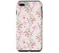 Rose Cottagecore Roses et nœuds sur rayures vintage Coque pour iPhone 7 Plus/8 Plus