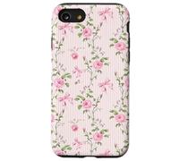 Rose Cottagecore Roses et nœuds sur rayures vintage Coque pour iPhone SE (2020) / 7 / 8