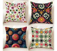 Rose Coussin Canape Lot de 4, Imperméable Housse Coussin Graphique Taie Oreiller 45x45CM, Carré Lin taie d'oreiller avec Fermeture Eclair Caché pour Decoration Jardin Exterieur, Cadeau -bby25011EL