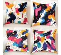 Rose Coussin Canape Lot de 4, Imperméable Housse Coussin Moderne Taie Oreiller 65 X 65 cm, Carré Lin taie d'oreiller avec Fermeture Eclair Caché pour Decoration Jardin Exterieur, Cadeau -bby25011G2