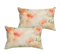 Rose Coussin Exterieur Impermeable 80x100 cm Lin Housse Coussin Fleur Double Face Imprimé Rectangulaire Taie Oreiller pour Salon Intérieur/Extérieur Jardin Printemps Été Decor Cadeaux, Lot de 2 1B-847