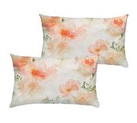 Rose Coussin Exterieur Impermeable 80x100 cm Velours Housse Coussin Fleur Double Face Imprimé Rectangulaire Taie Oreiller pour Salon Intérieur/Extérieur Jardin Été Decor Cadeaux, Lot de 2 1B-847