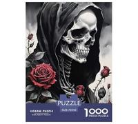 Rose Crâne Puzzle 1000 Pièces Adultes intéressant Puzzles 1000 Pièces Durable Jeux De Puzzle Cadeau 70x50cm/1000pcs
