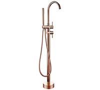 Rose d Robinet de baignoire autoportant avec douchette à main Robinet mitigeur à poignée unique pour baignoire Accessoire de salle de bain Design moderne Facile à installer