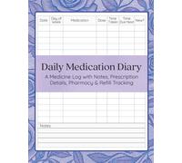 Rose Daily Medication Diary: A Medicine Log Chart with Notes, Prescription Details, Pharmacy and Refill Tracking in Floral Design