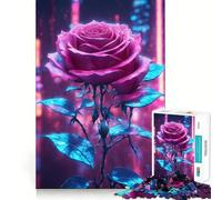 Rose de la Cité Néon Puzzle de 1000 pièces pour Adolescents Jeu Mental Anti-Stress Découpe de qualité supérieure Cadeau Exquis (50x75cm)
