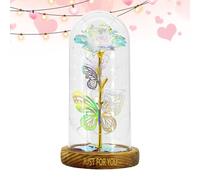 Rose de verre | Décoration romantique éclairée pour la Saint-Valentin, préservées pour toujours dans un dôme en verre - pour mariage, vacances, anniversaire, fête des mères, femme, petite amie,