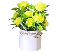 Rose décorative en pot pour décoration intérieure, y compris entrée, couloir et espaces de vie à concept ouvert (jaune)