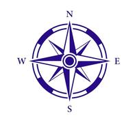 Rose des vents navigation équipement vintage signe aventure direction flèches vers nord sud ouest est directions Stickers gravés 67.2x68cm Stickers pour vitres Bleu foncé