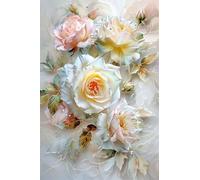 Rose Diamond Painting 40x50cm, Peinture Diamant Fleur Diamond Painting Adulte, 5D DIY Broderie Diamant Kit Complet, Tableau Diamant Artisanat Strass Painting pour Décoration Intérieur, Cadeau BJ-434