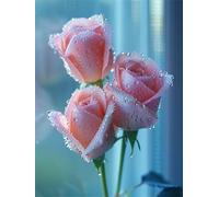 Rose Diamond Painting Adulte, Couleur Orange Diamond Painting, DIY Round Rhinestone Crystal Point de Croix complet kit, 5D Mosaic Art Kit Pour Enfant et débutants, Murale Décoration 25x35cm 0U-109