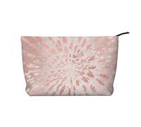 Rose doré Blush Rayures dorées Brillance,Trousse de Toilette en Velours côtelé, Trousse de Maquillage Portable pour Les Voyages