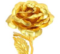 Rose dorée 24K, Rose véritable Luxueuse, Éternelle pour Valentine, Mère's Day et Anniversaire, Emballage Exquis et Certificat