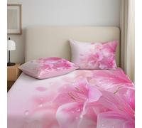 Rose Drap Housse, 180 x 200 x 30 cm,Polyester Microfibre Coins Élastiqués Feuille pour Matelas Épais jusqu'à 30 cm (12"), Moderne Floral Gouttes d'eau Art Drap Housse