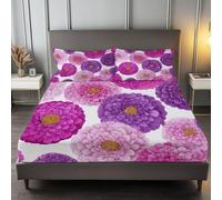 Rose Drap Housse 90 x 190 cm Plantes Et Fleurs Ludiques, Doux Résistant Anti-Plis Élastique Tout Autour - Antidérapants Résistant aux Rides Drap Housse en Microfibre
