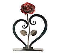 Rose en fer avec support - Rose forgée à la main | Ornement cadeau de bureau de Saint | Pour femme, petite amie, salon, chambre à coucher, bureau, une décoration élégante ar