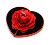 Rose en forme de cœur rotative pour boîte à bagues créative 14 x 6 x 3 cm 1 paquet rose en plastique en forme de cœur adaptée pour le rangement rendant votre demande inoubliable et spéciale (rouge)