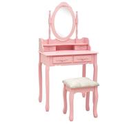 (Rose)Ensemble de Coiffeuse Maquillage avec tabouret Rose 75x69x140 cm Paulownia 946468