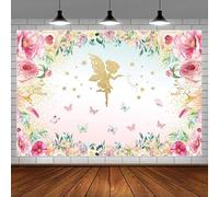 Rose Et Or Fée Fée Papillon Party Photographie Toile de Fond Princesse Fleurs Fille Anniversaire Fond Tea Time Baby Shower 300x200