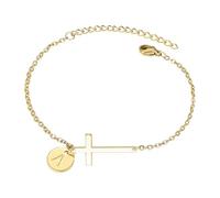 Rose Et Pierres 4 Phrases Bijoux Gold Women's Bracelet | Personalized Gold Initial Bracelet Jewelry For Teen Girls | Fashionable And Elegant Design Choice Et Valentin Message Bijoux (A, One Size)