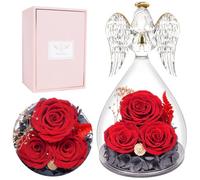 Rose Eternelle Ange Cadeaux pour Maman, Rose Eternelle sous Cloche, Fleur Eternelle Cadeau Anniversaire Femmes, Fleurs Cadeau Noel pour Grand-Mère Maman pour Valentina Anniversaires Fete des Meres