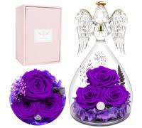 Rose Eternelle Ange Cadeaux pour Maman, Rose Eternelle sous Cloche, Fleur Eternelle Cadeau Anniversaire Femmes, Fleurs Cadeau Noel pour Grand-Mère Maman pour Valentina Anniversaires Fete des Meres