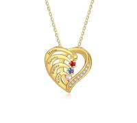 Rose Eternelle Artificielle avec Collier - Collier Cœur Personnalisé en Argent 925 pour Femme avec Nom Pierre de naissance - Cadeau pour Noël,Anniversaire,Saint-Valentin,Fête des Mères (Or-4 nom)