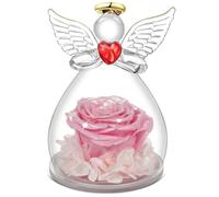 Rose Eternelle Cadeau Femme, Fleur Ange Figurine Dans Un Dôme de Verre, Sous Cloche, Décoration - Cadeau Pour Maman, Anniversaire, Noël, Saint-Valentin