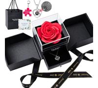 Rose Eternelle, Cadeau Femme, Rose e Ternelle, Coffret Cadeau Rose Eternelle avec I Love You 100 Langues Collier et Carte de Voeux, Porte-cles, pour Saint Valentin, Maman, Femme, Grands Meres, Copine