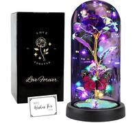 Rose éternelle dans coupole en verre - FAYODO - Coupole - Violette - LED - À poser